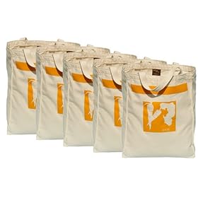 The Carrot Bag Set of 5 organic cotton totes
