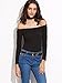 SheIn Women's Black Off The Shoulder With Choker Ribbed T-shirt