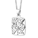 Sterling Silver Faith Rectangular Pendant With Cut-Out Cross, 18