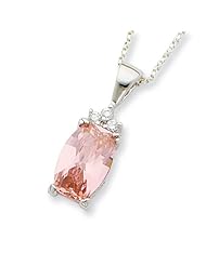 Sterling Silver 18in Cushion Cut Pink and Clear CZ Necklace.