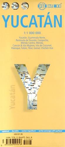 laminated yucatan map by borch english english spanish french italian and german edition