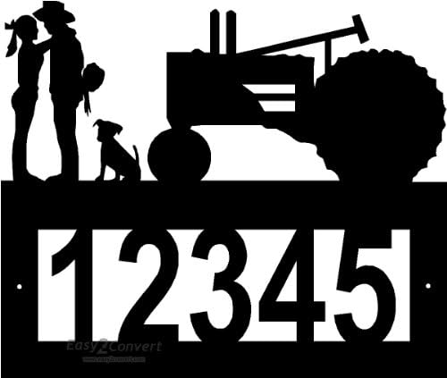 Custom Steel Cowgirl and Cowboy Tractor address sign