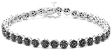 10k White Gold Black Diamond Flower Bracelet (3 cttw)
