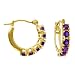 14k Yellow Gold Amethyst Mini Hoop Earrings