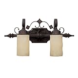 Capital Lighting 1902RI-125 Vanity with Rust Scavo Glass Shades, Rustic Iron Finish