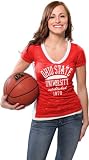 Ohio State Buckeyes Women's Red Side Stripe Jersey Burnout V-neck T-Shirt