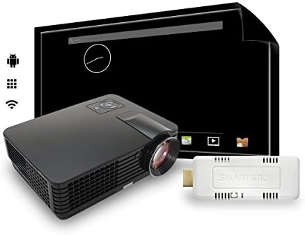Portable Multimedia LED Video Projector Home Cinema Theater Gaming COMPLETE PACKAGE with Wi-Fi SmartStick Custom Android PC Mini Computer (Custom Projection Screen Options)