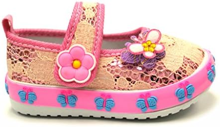 Rockland Footwear Infant/Little Girl Baby-212 Lacy Crochet Sequin Butterfly Velcro Strap Sneakers