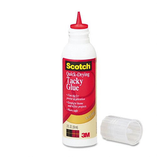 Scotch Products - Scotch - Quick-Drying Tacky Glue, 4 oz, Roller - Sold As 1 Each - Goes on fast and dries clear with no running or stringing. - Effective on metal, ceramics and leather. - Fine tip offers precise application. - Tight-seal cap helps reduce
