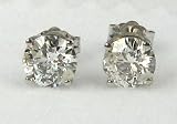 14 karats White Gold 1.97 Ct. G -I3+ Round Earring Studs