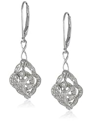 Sterling Silver Diamond Filigree Leverback Drop Earrings (1/4 cttw, I-J Color, I2-I3 Clarity)