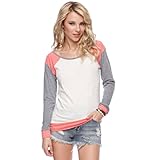 Nollie Womens Long Sleeve Colorblock Raglan Top