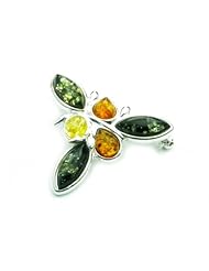 Lovely 925 Sterling Silver & Baltic Amber Brooch - SilverAmber Jewellery 4048