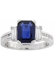 14K White Gold Sapphire and Diamond Ring -- LIFETIME WARRANTY