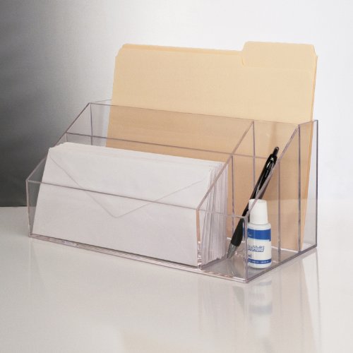 NEW Clear Acrylic Desktop Organizer Work Home Office Desk File Pen FREE