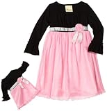 Dollie & Me Girls 2-6X  Pleated Dress, Black/Pink, 4