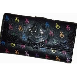 Xoxo Checkbook Wallet Black Multi-colored Logo Print Multitude