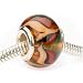 Murano Style Glass Lampwork Bead Fits Pandora Amber W/Red Green Chevron 14mm (1)