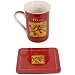 Red Olive Motif Boxed Porcelain mug and coaster set