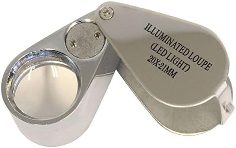 20x 21mm LED Illuminated Folding Jeweler Loupe - Silver Chrome