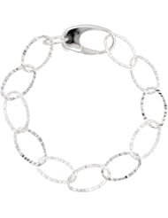 Sterling Silver 7 in. Textured Oval Link Bracelet 1/2 inch (11 mm) wide, Diamond Cut Finish