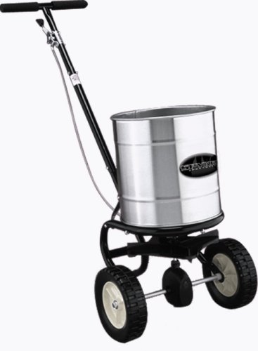 Spyker Commercial Grade 40-Pound Capacity Walk Behind Broadcast Spreader With Stainless Steel Hopper And Semi-Pneumatic Tires 64
