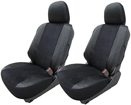 Inteligate Leather Vinyls With Suede Inserts 2 Front Car Seat Cover Universal 168 Black