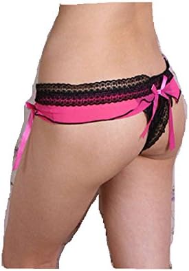 Sanbay Women's Hollow Bows Flounces Triangular Underpants Rose Red