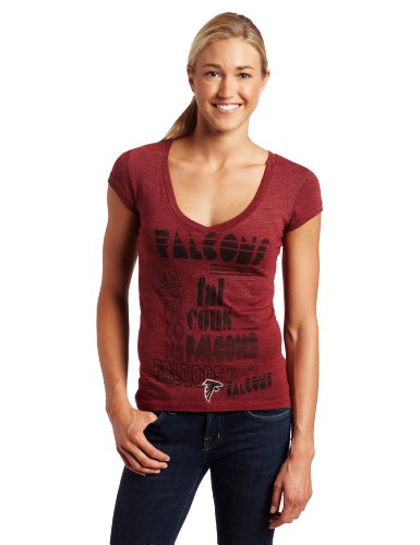 NFL Women's Atlanta Falcons Victory Play III Short Sleeve Deep V-Neck Tri-Blend Tee (Marled Red, X-Large)