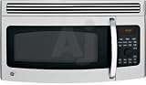 GE Spacemaker JVM1665SNSS 1.6 cu. ft. Over-the-Range Microwave Oven with 300 CFM Ventilation, 1100 Cooking Watts, 1200 Grilling Power Watts, 10-Power Levels, Pre-Programmed Grill Menus, Sensor Cooking, Brick-Oven Red Interior and Convertible to Recirculation: Stainless Steel