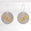 Two-tone Dragonfly Dangle Earrings in Sterling Silver & 24kt Gold Vermeil, #8889