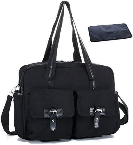 2Pcs CLD Diaper Nappy Bag Mommy Messenger Bag with Mat Black