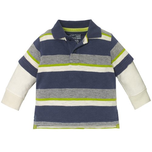 faux-layered stripe polo