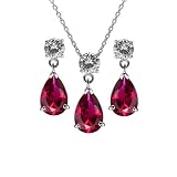 Gift Set: Alexia's Pear Drop CZ Ruby Jewelry Set