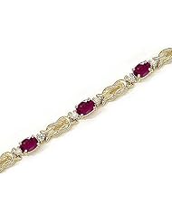 14kt Yellow Gold Oval Ruby and Diamond Bracelet