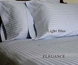 ELEGANCE Egyptian Cotton 500 Thread Count 3 - Pc Sateen Stripe Duvet Cover Light Blue Queen.