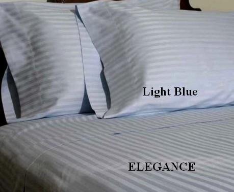 Best Price ELEGANCE Egyptian Cotton 500 Thread Count 3 - Pc Sateen Stripe Duvet Cover Light Blue Queen.