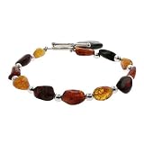 Eve's Addiction Earth Tone Genuine Amber Silver Toggle Bracelet