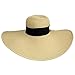 Luxury Divas Tan Wide Brimmed Floppy Hat with Black Ribbon Hat Band