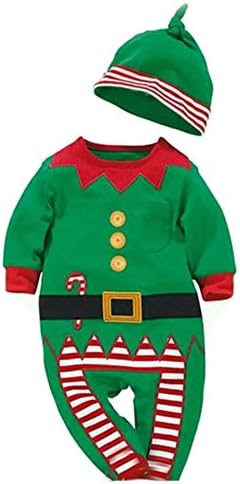 WELVT Santa's Elf Costume Unisex-Baby Jumpsuit Climbing Rompers Pant green 90cm