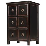 EXP Handmade Asian Furniture 28-Inch Antique Style Classic Black Wood Chinese Medicine Cabinet