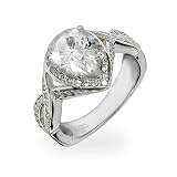 Eve's Addiction Braided Band Pear Cut CZ Sterling Silver Engagment Ring