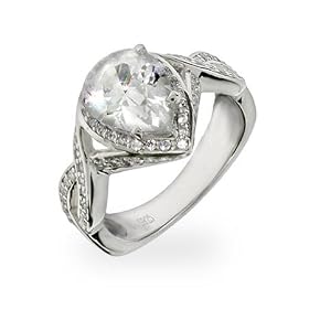 Braided Band Pear Cut CZ Sterling Silver Engagment Ring Size 5 (Sizes 5 6 7 8 9 Available): Eve's Addiction: Jewelry