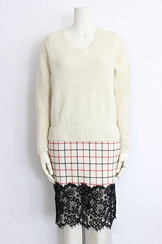 (サカイ) Sacai 13AW チェックレーススカードッキングVネックニットワンピース(1/ホワイト×レッド×ブラック) レディース 中古