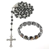 HEMATITE LINK ROSARY - 28'' NECKLACE - 19'' LENGTH - 6MM BEAD - COMES WITH BONUS HEMATITE STRETCHY BRACELET WITH RELIGIOUS IMAGE STICKERS HEMATITE LINK ROSARY - 28'' NECKLACE - 19'' LENGTH - 6MM BEAD - COMES WITH BONUS HEMATITE STRETCHY BRACELET WITH RELIGIOUS IMAGE STICKERS