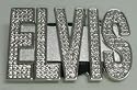 Elvis Presley White Crystal Name Logo Metal Belt Buckle