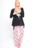 The Olian 3pc. Red/White/Black Nursing PJ Set, Medium, Red/White/Black