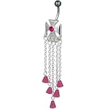 Pugster Belly Button Rings Pink Celtic Cross Chandelier Easter Holiday Belly Navel Ring Body Jewelry