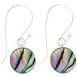 Abalone Shell Circle Earrings Pugster