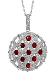 1.58ct tw Circle Ruby and Diamond Pendant set in 14k Gold